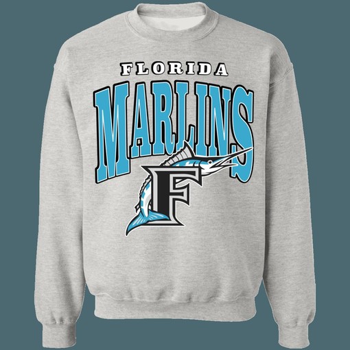 Marlins FISH Retro MLB Crewneck Sweatshirt and Hoodie Shirt - sport shirts unisex - Image 4
