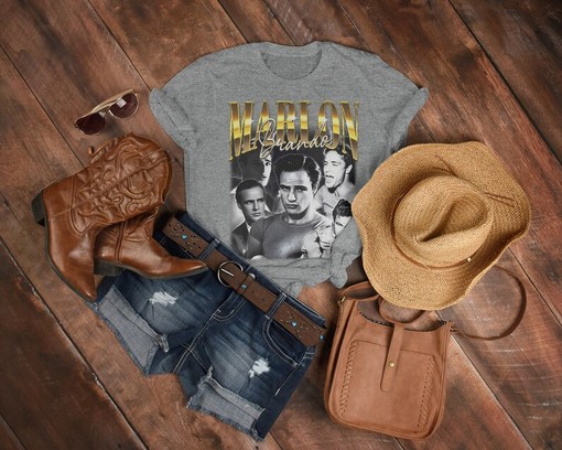 Marlon Brando Gangster Vintage Shirt - American Actor Fan Tees and Retro 90s Sweater - Image 3