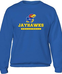 Mascot Logo Volleyball Kansas Jayhawks Sweatshirt - NCAA Shirts for Men and Women