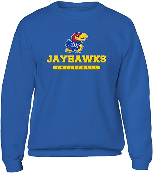 Mascot Logo Volleyball Kansas Jayhawks Sweatshirt - NCAA Shirts for Men and Women
