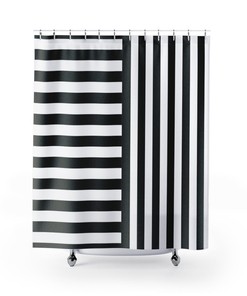 Masculine Striped Shower Curtain | Vertical & Horizontal | New Home Housewarming Gift | Bathroom Decor + Quotes