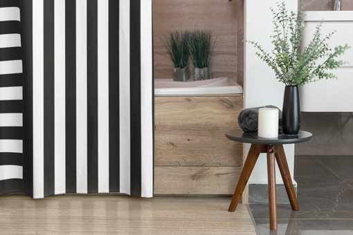 Masculine Striped Shower Curtain | Vertical & Horizontal | New Home Housewarming Gift | Bathroom Decor + Quotes - Image 3