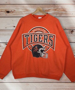Massillon Tigers American Football Vintage Style Sweatshirt, Big Logo Sweater for Fans