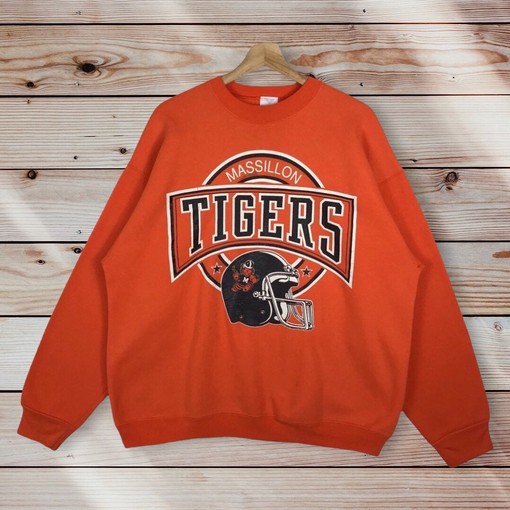 Massillon Tigers American Football Vintage Style Sweatshirt, Big Logo Sweater for Fans