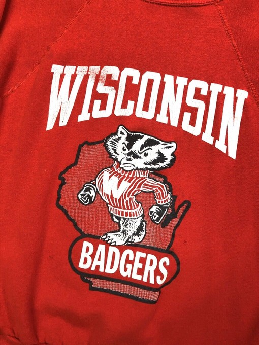 Matching Sports Parent T-Shirt: Wisconsin Badgers 80s College NCAA Football Raglan Sweatshirt, Hoodie, T-Shirt - Image 2