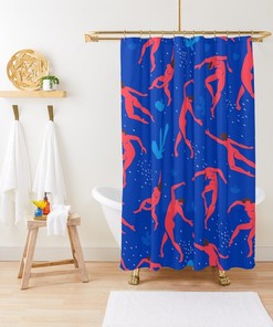 Matisse Boho Body Patterns Blue Shower Curtain - Artistic and Eco-Friendly with Waterproof Features