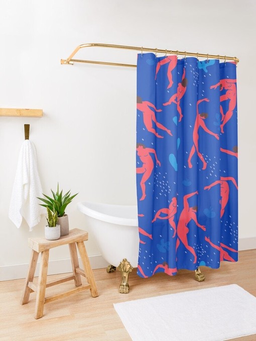 Matisse Boho Body Patterns Blue Shower Curtain - Artistic and Eco-Friendly with Waterproof Features - Image 2