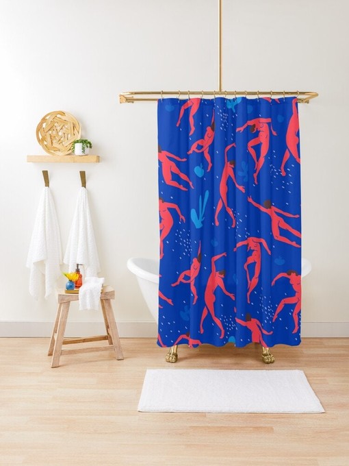 Matisse Boho Body Patterns Blue Shower Curtain - Artistic and Eco-Friendly with Waterproof Features - Image 3