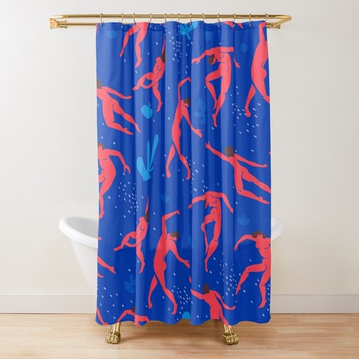 Matisse Boho Body Patterns Blue Shower Curtain - Artistic and Eco-Friendly with Waterproof Features - Image 4