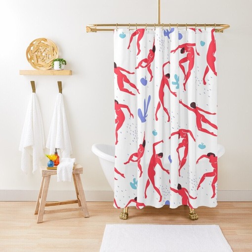 Matisse Boho Body Patterns Pink Shower Curtain - Artistic and Eco-Friendly with Waterproof Features