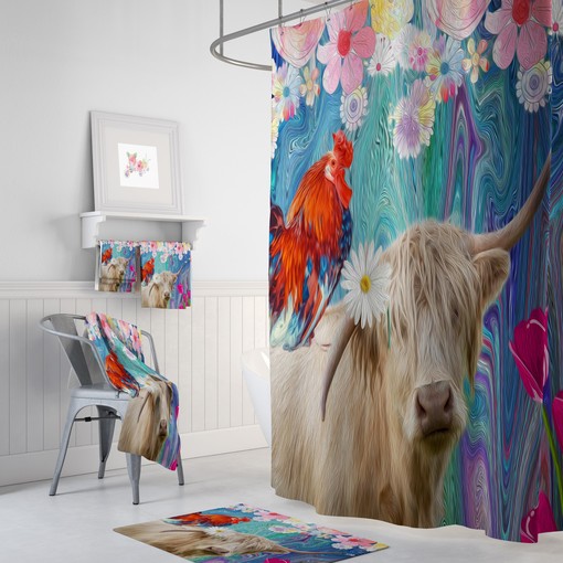 Maximalist Eclectic Cow Shower Curtain with Farmhouse Bathroom Decor for Bold Style - Image 2