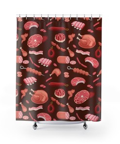 Meat You Steaking Me Crazy Print Shower Curtain - For BBQ Enthusiasts Everywhere