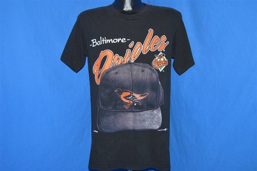 Medium 90S Baltimore Orioles Baseball Cap T-Shirt - MLB Baseball with Retro NCAA Shirts