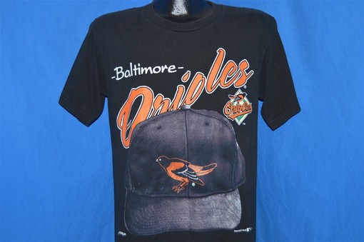 Medium 90S Baltimore Orioles Baseball Cap T-Shirt - MLB Baseball with Retro NCAA Shirts - Image 2