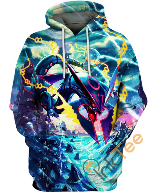 Mega Rayquaza All Over Print 3D Hoodie for Men with Eye Catching Design
