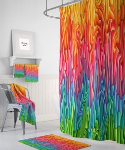 Melting Wax Boho Shower Curtain Set with Bold Design Options