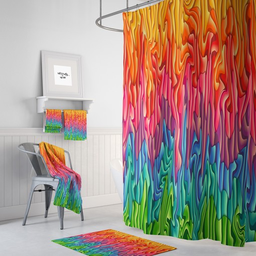 Melting Wax Boho Shower Curtain Set with Bold Design Options