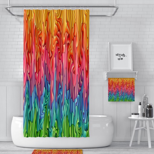 Melting Wax Boho Shower Curtain Set with Bold Design Options - Image 3