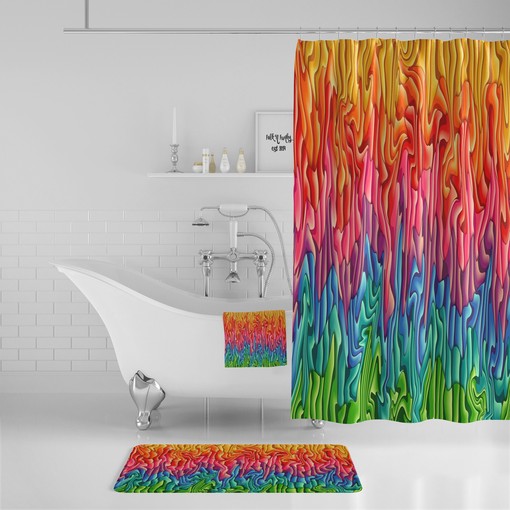 Melting Wax Boho Shower Curtain Set with Bold Design Options - Image 4
