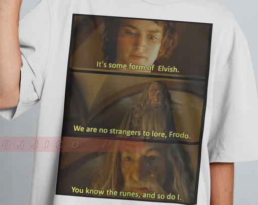 Meme Runes Frodo Baggins Tee: Movie Shirts for Men and Women with Possums and Opossums - Image 2