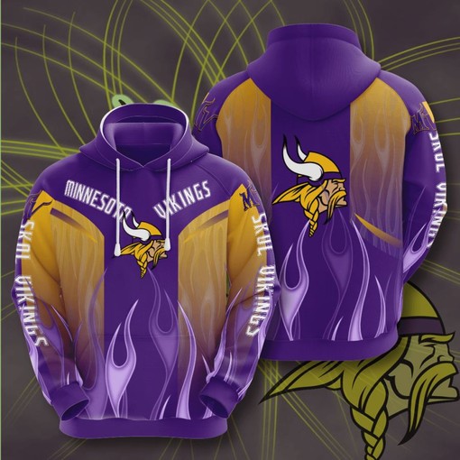 Men's 3D Hoodie with Full Size Print - Minnesota Vikings