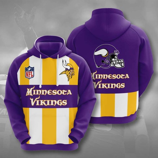 Men's 3D Hoodie with Unique All Over Print of Minnesota Vikings