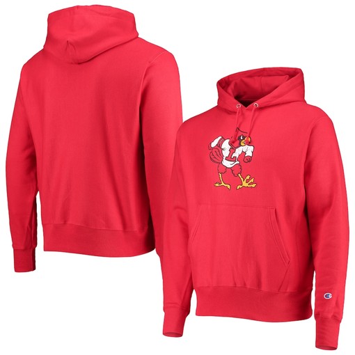 Men's Champion Red Louisville Cardinals Logo Pullover Hoodie - Image 2