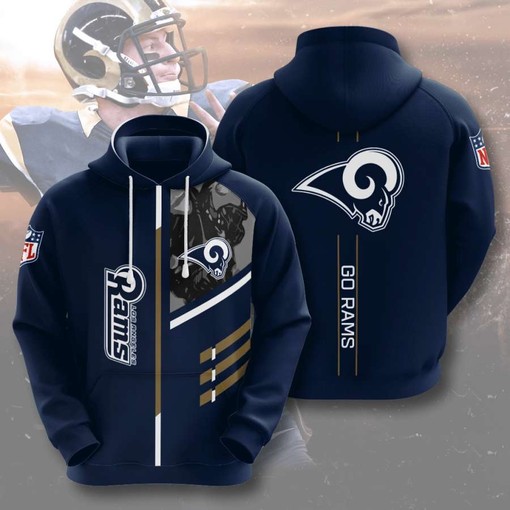 Men's Custom All Over Print Zip-up Hoodie - Los Angeles Rams Football Fan