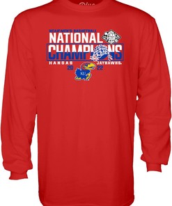 Men's NCAA Kansas Jayhawks National Basketball Champions Long Sleeve T-Shirt 2022 - Gifts for Fans of NCAA Shirts