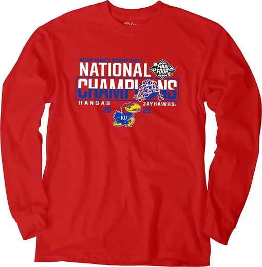 Men's NCAA Kansas Jayhawks National Basketball Champions Long Sleeve T-Shirt 2022 - Gifts for Fans of NCAA Shirts - Image 2