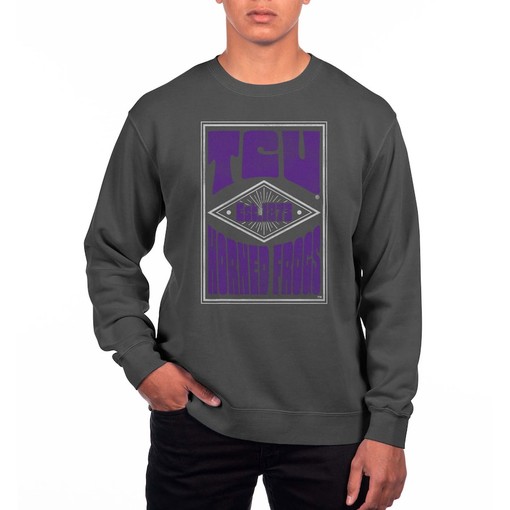 Men's Tcu Horned Frogs Pigment Dyed Fleece Crewneck Sweatshirt, Perfect for Tcu Students and Football Fans