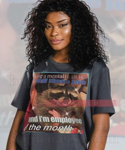 Mentally Full Time Job Raccoon Meme: Vintage Movie Shirt for Film Lovers