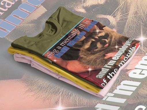 Mentally Full Time Job Raccoon Meme: Vintage Movie Shirt for Film Lovers - Image 4