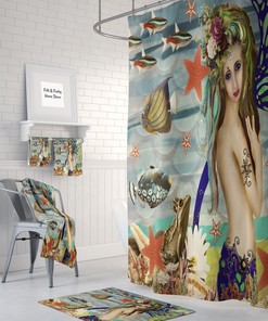 Mermaid Bathroom Decor Set with Shower Curtain, Towels, and Bath Mat | luxury shower curtains