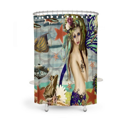 Mermaid Bathroom Decor Set with Shower Curtain, Towels, and Bath Mat | luxury shower curtains - Image 3