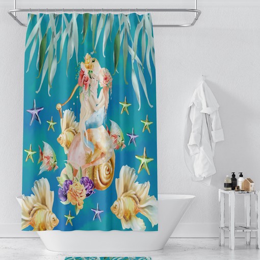 Mermaid Dream Bathroom Set with Shower Curtain, Towels, and Bath Mat | at home shower curtains - Image 2