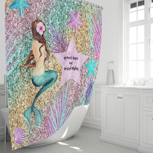 Mermaid Kisses Shower Curtain, Create an Underwater Paradise in Your Bathroom | unique shower curtains
