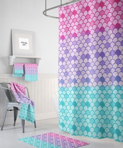 Mermaid Scale Shower Curtain with Optional Bath Set, for a Radiant Bathroom | shower curtains decorative