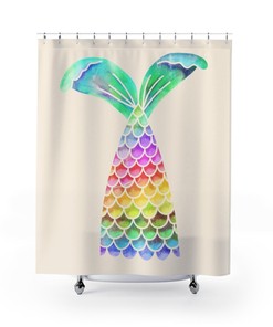 Mermaid Tail Shower Curtain Perfect for Girl's Bathroom Decor | kids bathroom shower curtain