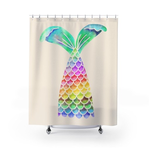 Mermaid Tail Shower Curtain Perfect for Girl's Bathroom Decor | kids bathroom shower curtain