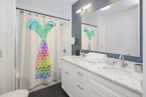 Mermaid Tail Shower Curtain Perfect for Girl's Bathroom Decor | kids bathroom shower curtain - Image 2