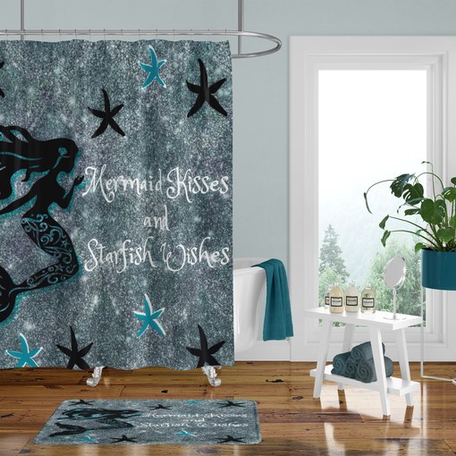 Mermaid Wishes and Starfish Kisses Shower Curtain with Optional Bath Set, Create a Magical Bathroom - Image 2