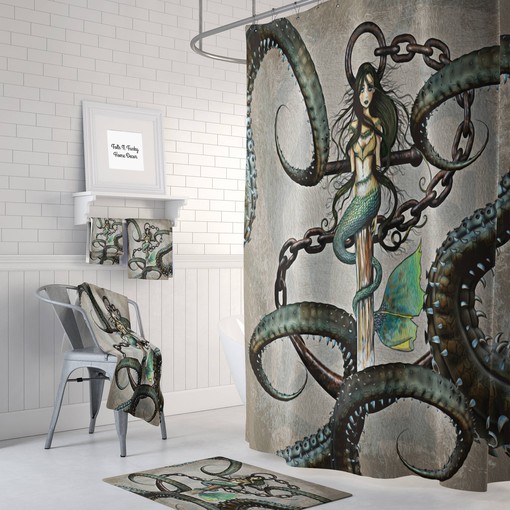 Mermaid and Octopus Disney Inspired Shower Curtain | Disney Blanket