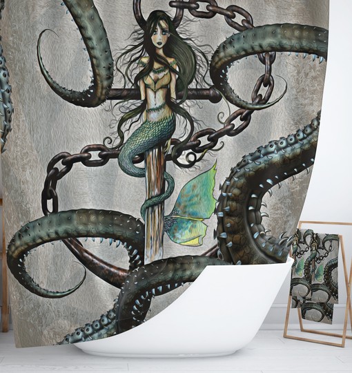 Mermaid and Octopus Disney Inspired Shower Curtain | Disney Blanket - Image 2
