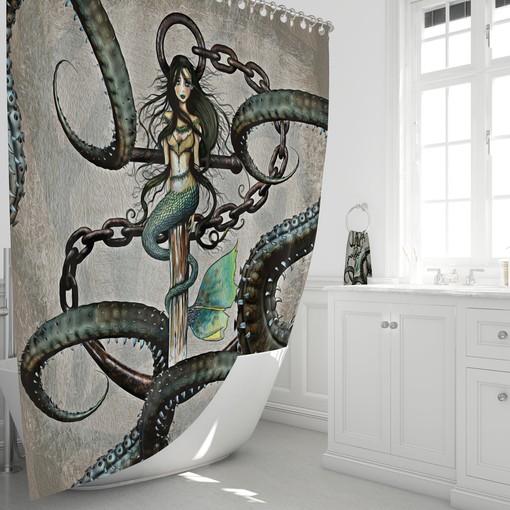 Mermaid and Octopus Disney Inspired Shower Curtain | Disney Blanket - Image 4