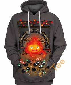 Merry Christmas Calcifer All Over Print 3D Hoodie with Festive Graphics