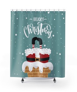 Merry Christmas Santa Claus Print Shower Curtain for Festive Bathroom Decor