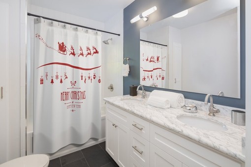 Merry Christmas Santa Happy New Year Print Shower Curtain for Festive Bathroom Decor - Image 2