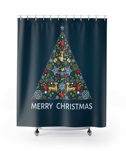Merry Christmas Tree Holiday Shower Curtain - Feel the Joy of the Holidays
