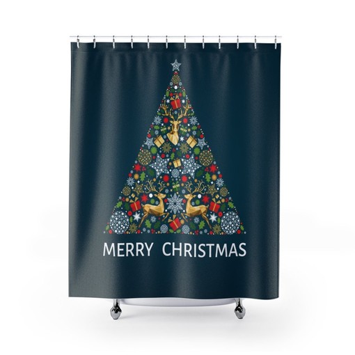 Merry Christmas Tree Holiday Shower Curtain - Feel the Joy of the Holidays